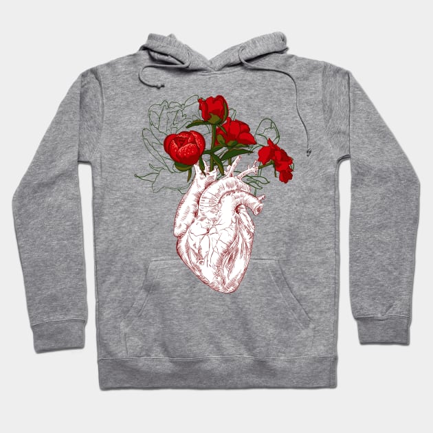 Human heart with flowers Hoodie by Olga Berlet